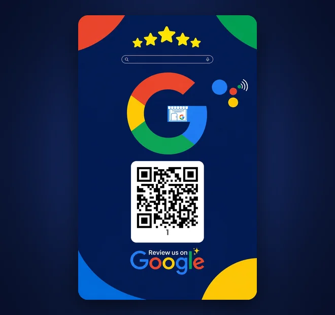 TapStar NFC Google review card for businesses in India, with a QR code and Review us on Google