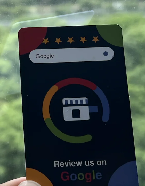 TapStar NFC Google review card for a shop in India