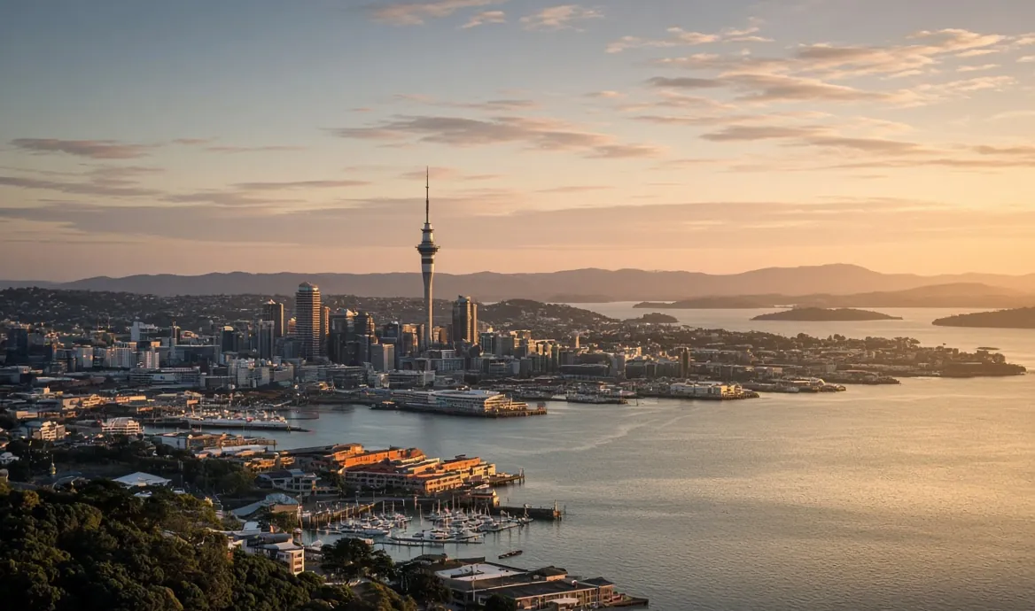 Sky Tower, Auckland — available as the landmark scenery at the top of a TapStar business card page