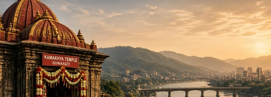 Kamakhya Temple, Guwahati — available as the landmark scenery at the top of a TapStar business card page