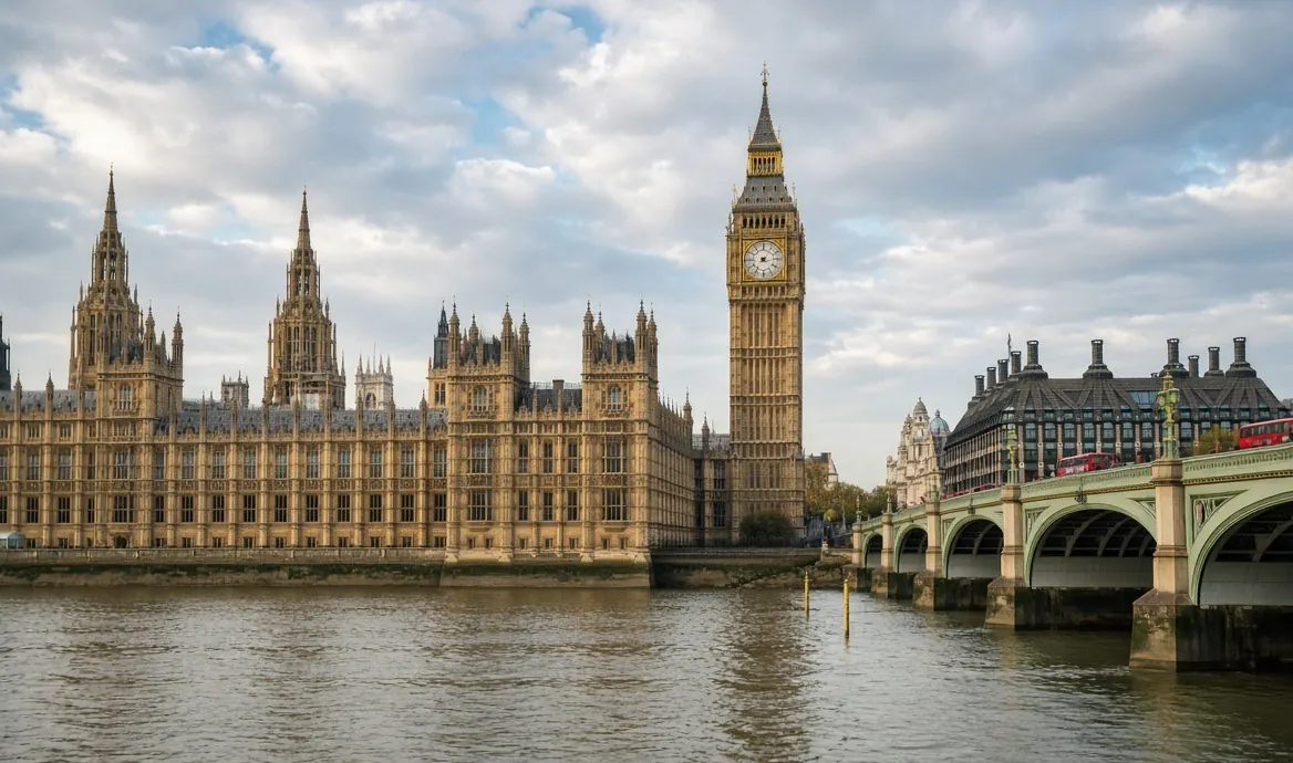 Big Ben, London — available as the landmark scenery at the top of a TapStar business card page