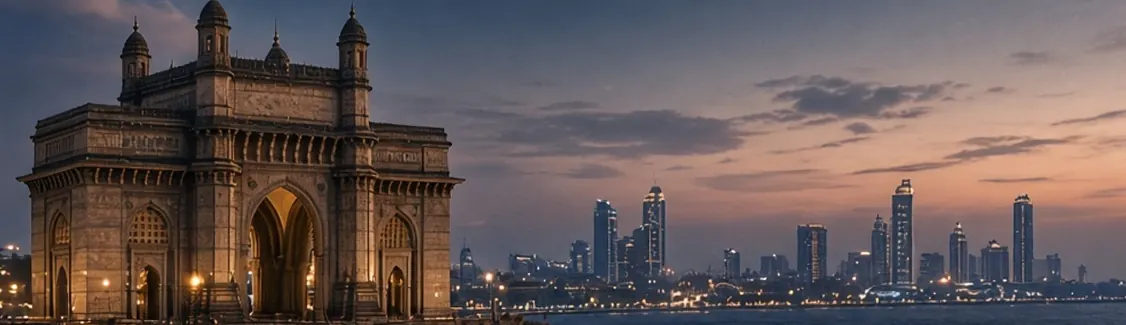 Gateway of India, Mumbai — available as the landmark scenery at the top of a TapStar business card page