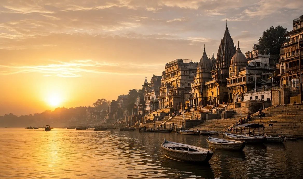 Ghats, Varanasi — available as the landmark scenery at the top of a TapStar business card page